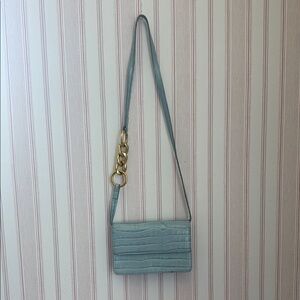 Jw pei Blue Croc-Embossed Shoulder Bag
